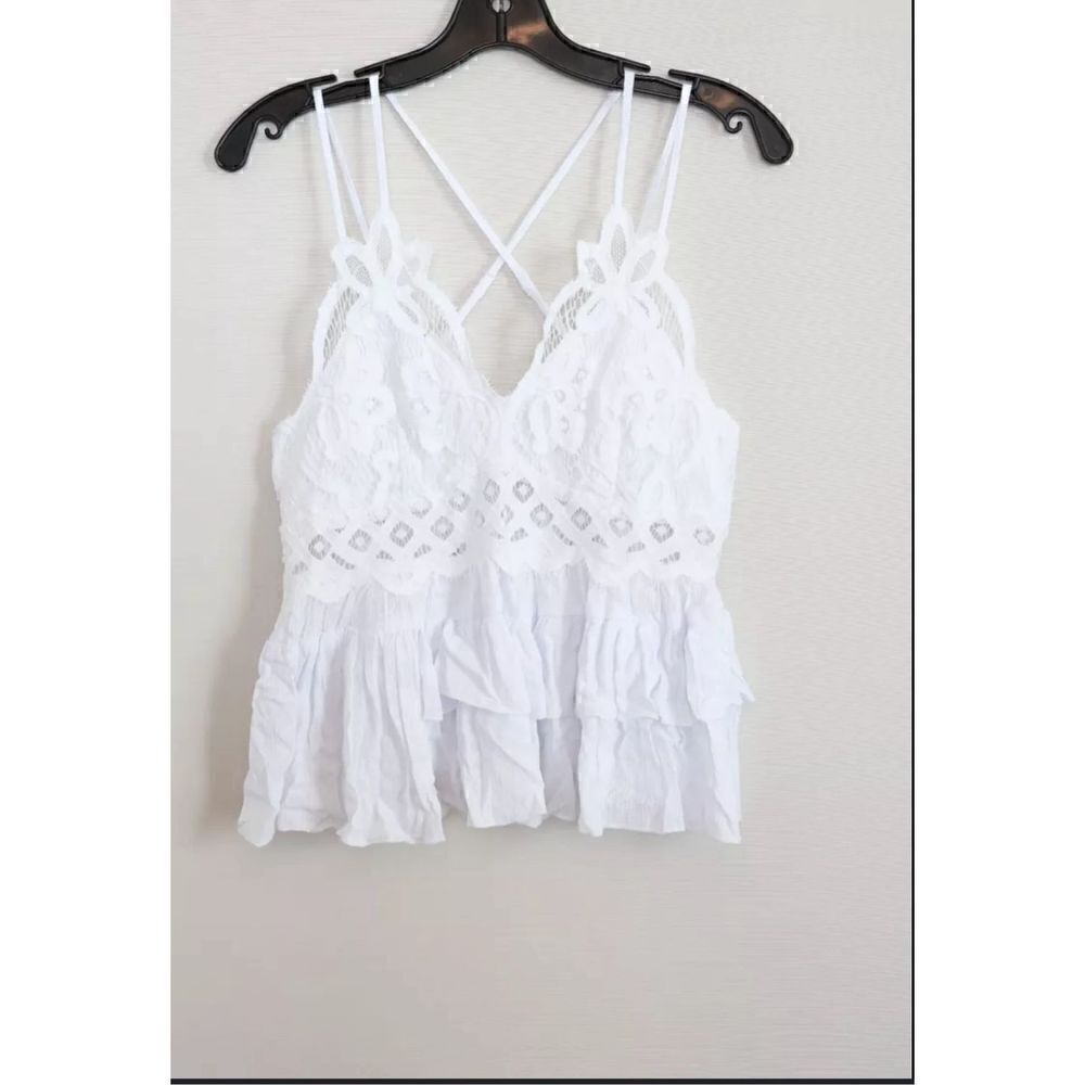 Mi Ami L white spaghetti strap lace Bralette top